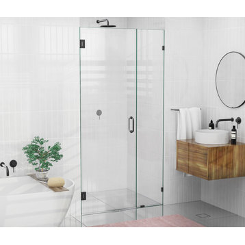78"x43.5" Frameless Shower Door Wall Hinge, Matte Black