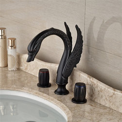 Reno Swan Faucet Deck Mount Oil Rubbed Bronze Finish - Bathroom Sink Faucets