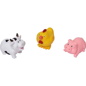 Set of 3 Non-Toxic Floating Bath Toys - Farm Animals Pig-Cow-Hen Squiter-for Bab