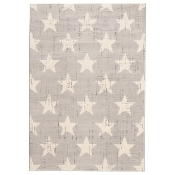 ECARPETGALLERY Kids Room Rug 5'3" x 7'7" Light Grey, Angel