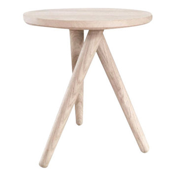 Oak Three Legged Table, Natural Wood
