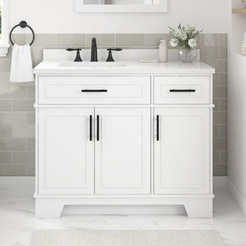OVE Decors Emery 42" Single Sink Bathroom Vanity, Pure White, Pure White, 42 in.