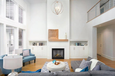 Mid-century modern living room photo in Salt Lake City