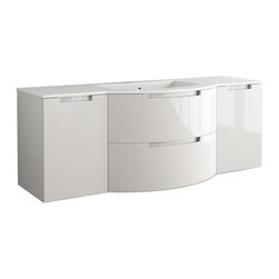 Italian 67 inch Modern Floating Bathroom Vanity White Finish - Bathroom Vanities And Sink Consoles