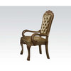 Set of 2 Leatherette Arm Chairs, Bone and Gold