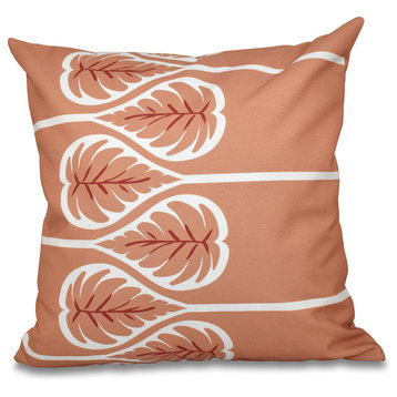 Fern Floral Print Pillow, Coral, 16"x16"