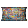 Night City With People Cityscape Throw Pillow, 12"x20"