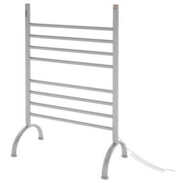 Ancona Essentia 8-Bar Floor Mounted Brushed Towel Warmer With On-Board Timer