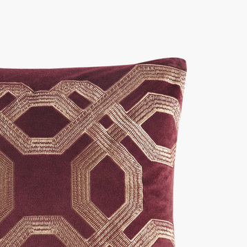 Croscill Biron Traditional Sqaure Pillow 18x18, Burgundy
