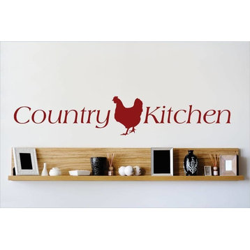 Decal Vinyl Wall Sticker Country Kitchen Quote, Dark Red