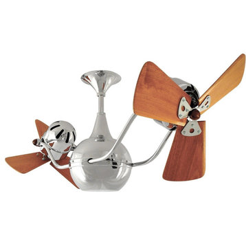 Vent Bettina Dual Ceiling Fan - Wood Blades in Polished Chrome (indoor rated)