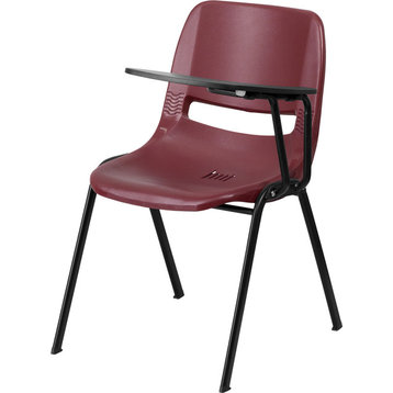 Ergonomic Shell Chair With Left Handed Flip-Up Tablet Arm, Burgundy
