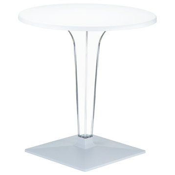 Compamia Ice Round Dining Table, White Top, 31.5"