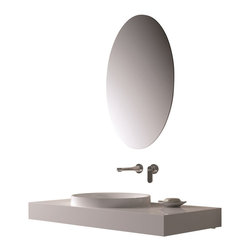 ADM Bathroom Design - ADM Circular Wall Mounted Sink, White, 39", Matte White - Bathroom Sinks