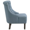 Evelyn Tufted Chair, Blue Fabric With Gray Wash Legs