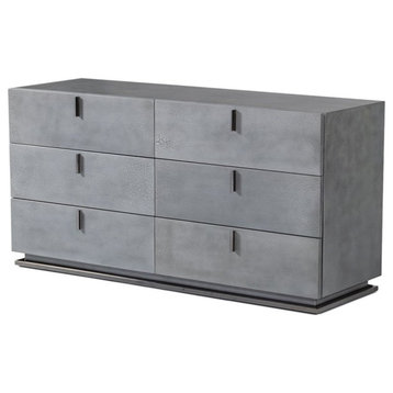 Modrest Buckley 6-Drawer Modern MDF Wood & Metal Dresser in Gray/Black