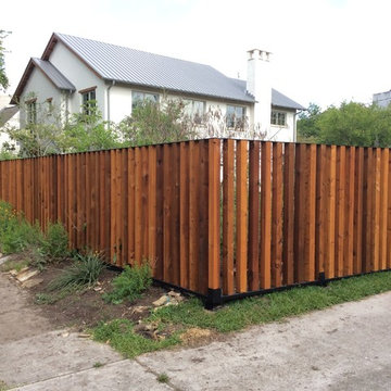 Vertical Wood Fence with Metal Frame