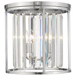 Z-Lite - Z-Lite Monarch 3-Light 14" Flush Mount, Chrome/Clear, 439F14-CH - Stunningly clean and modern, this metal ceiling light features a square tube. With a bright chrome finish, the sleek frame showcases multidimensional crystal accents.