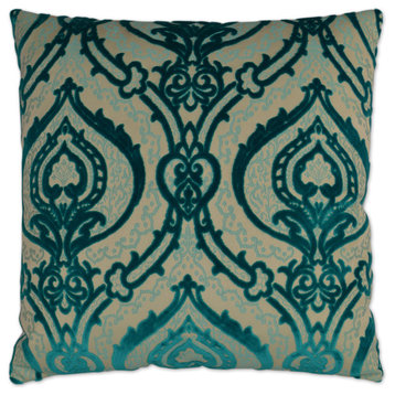 Couture Turquoise Feather Down Decorative Throw Pillow, 24x24