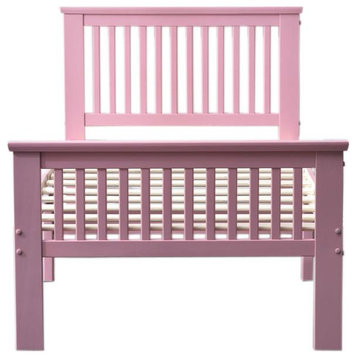 Better Home Products Jassmine Solid Wood Platform Pine Twin Bed in Pink