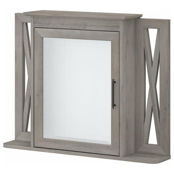 Key West Bathroom Medicine Cabinet with Mirror in Gray - Engineered Wood