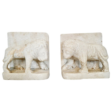 White Marble Standing Lion Bookend