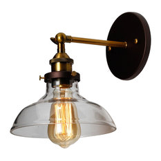 Braxton Industrial 1-Light Oil Rubbed Bronze Wall Sconce, 8" Wide