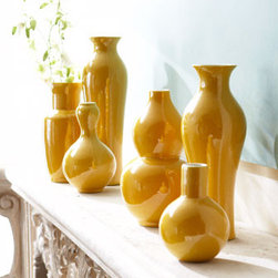 Horchow - Set of Six Yellow Vases - Vases