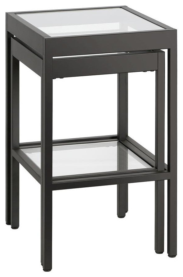 Alexis Rectangular & Square Nested Side Table In Blackened Bronze ...