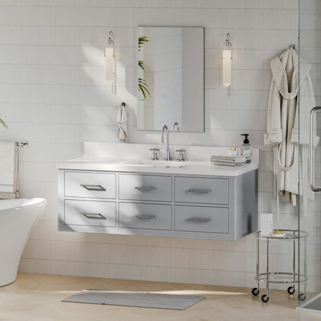 Ariel Hutton 55" Rectangle Sink Vanity, 1.5" White Quartz