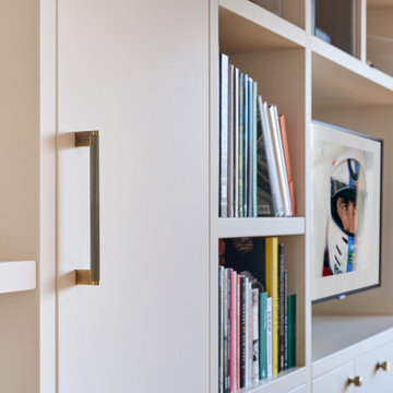 CUSTOM-BUILT FITTED LIVING ROOM TV AND STORAGE UNIT