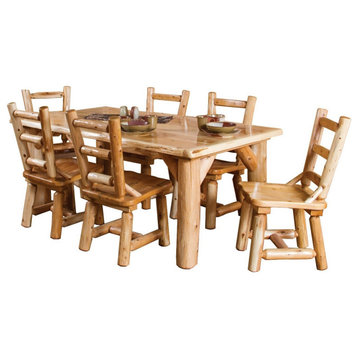 White Cedar Log Family Dining Set