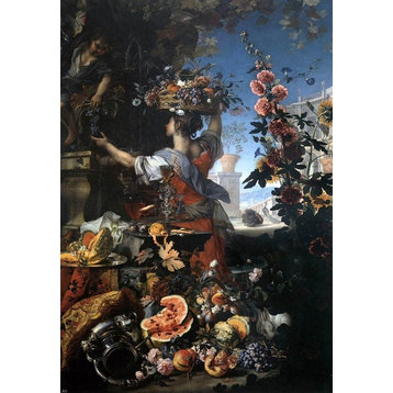 Christian Berentz Flowers Fruit With a Woman Picking Grapes Wall Decal