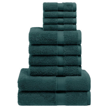 10 Piece Egyptian Cotton Soft Hand Bath Towels, Teal
