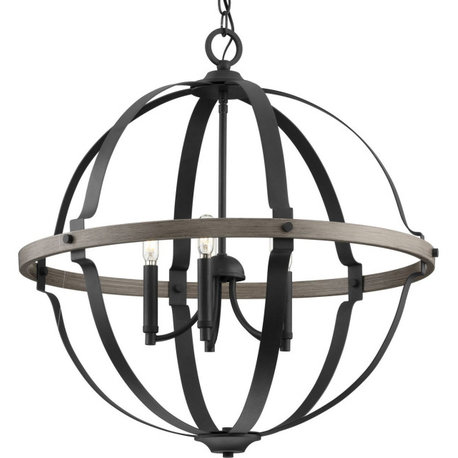 Lockhart 5-Light Matte Black Farmhouse Sphere Pendant Hanging Light