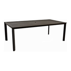 Gios Rectangle Slatted Top Dining Table With 2" Umbrella Hole - Outdoor Dining Tables