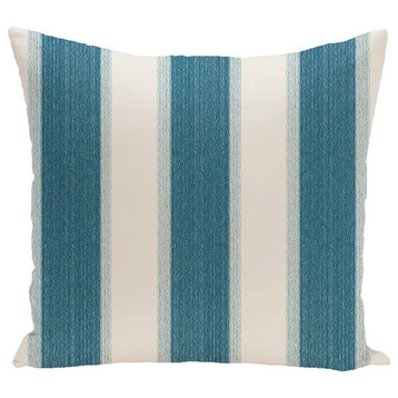 Striate Stripe Stripe Print Pillow, Teal, 18"x18"