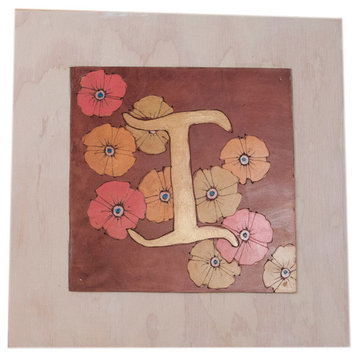 Poppy Garden With Flowers Wall Letter, 16"x16", I, Neither
