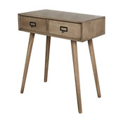 Wooden Retro Style Bedside Table, Brown, 2-Drawer
