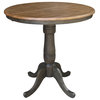 36" Round Wood Extension Counterheight Table and 2 Stools in Hickory/Washed Coal
