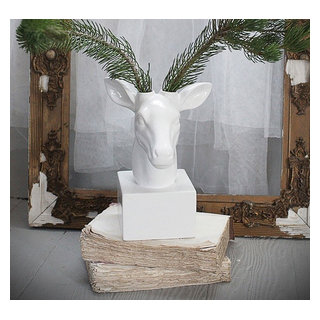 White Ceramic Deer Head Vase - Miami - by Antique Farmhouse | Houzz