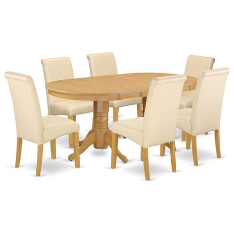 East West Furniture Vancouver 7-piece Wood Dining Set in Oak/Beige
