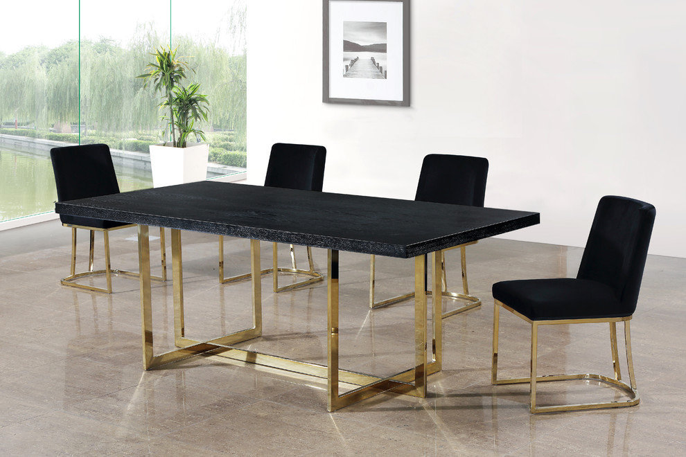 Heidi Velvet Dining Chairs, Set of 2, Black