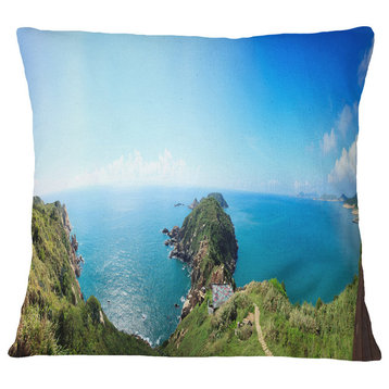 Seascape View From Hillside Photography Throw Pillow, 18"x18"