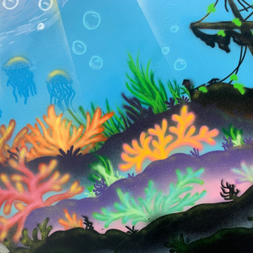 Ocean bottom Custom Spray paint mural