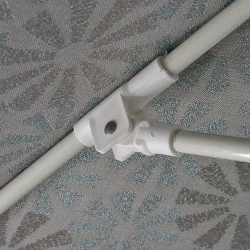 9' Patio Umbrella White Pole Fiberglass Ribs Push Lift Pacific Premium, Spiro Capri