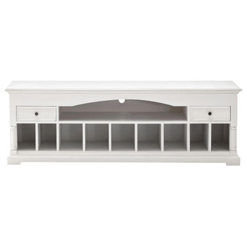 71" Classic White And White Solid Console Table With Storage