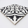 8"x8" Argana Handmade Cement Tile,White/Black , Set of 12