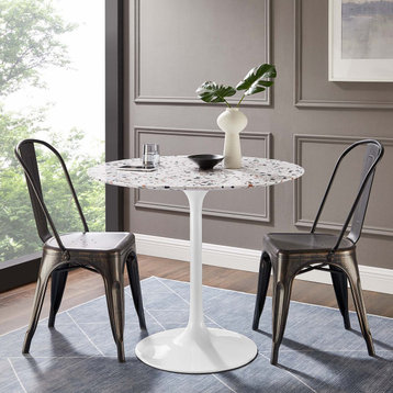 Lippa 36" Round Terrazzo Dining Table in White White