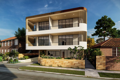 Design ideas for a large beach style home design in Sydney.
